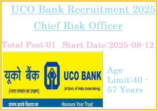 Chief Risk Officer Job In UCO Bank Recruitment 2025
