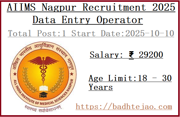 Data Entry Operator Job In AIIMS Nagpur Recruitment 2025