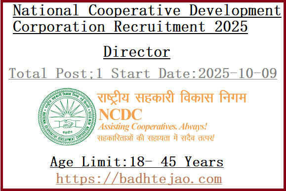 Director Job In National Cooperative Development Corporation Recruitment 2025