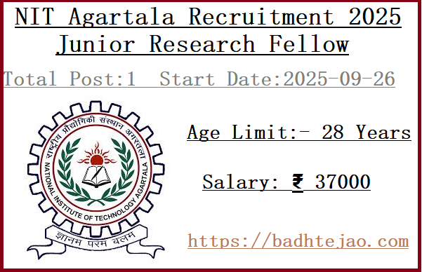 Junior Research Fellow Jobs In NIT Agartala Recruitment 2025