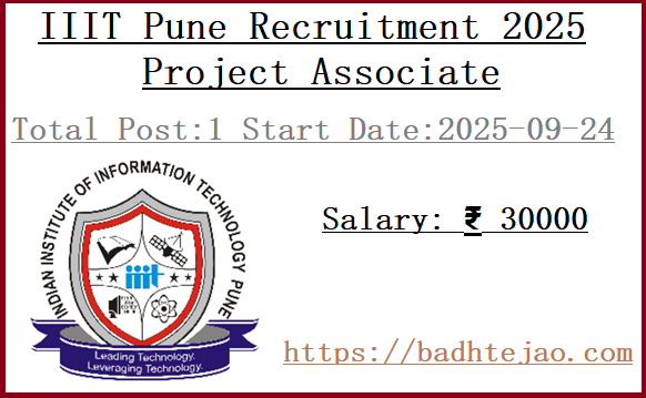 Project Associate I Job In IIIT Pune Recruitment 2025
