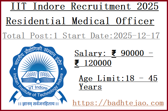 Residential Medical Officer Jobs In IIT Indore Recruitment 2025