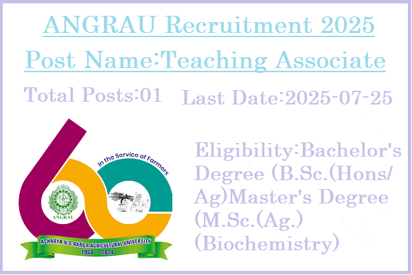 Teaching Associate Walk In Job In ANGRAU Recruitment 2025