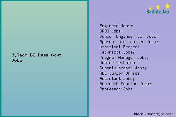 B.Tech BE Pass Govt Jobs