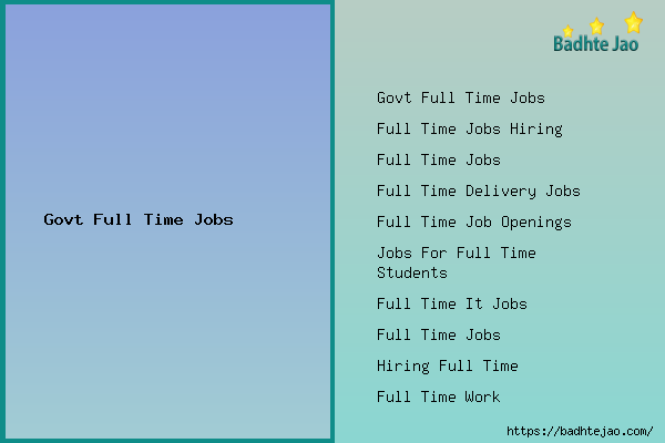 Govt Full Time Jobs
