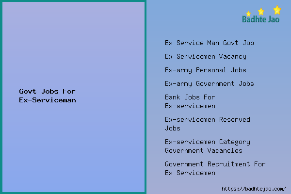 Govt Jobs For Ex-Serviceman