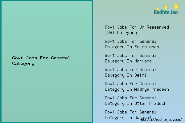 Govt Jobs For General Category