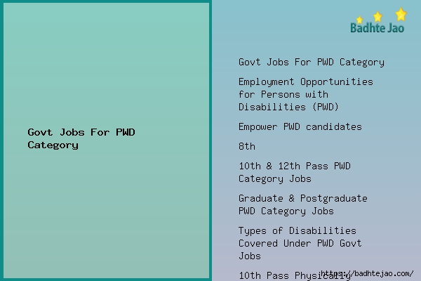 Govt Jobs For  PWD Category