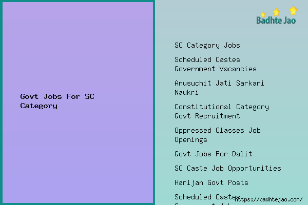 Govt Jobs For SC Category