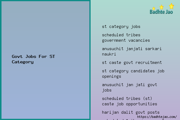 Govt Jobs For ST Category